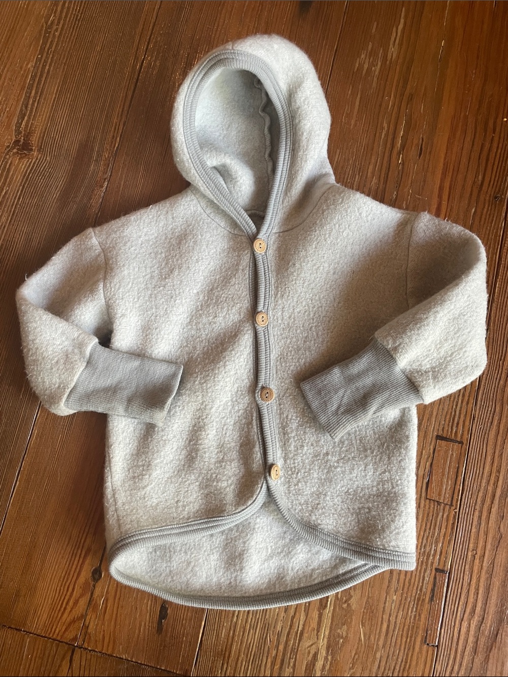 🇩🇪 COSILANA 6-12M Baby Wool Button Front Coat Infant Hooded Cozy Gray Jacket